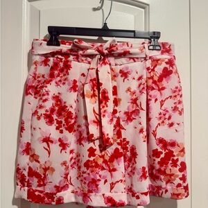 ASOS Floral Red/ Pink Dressy Shorts Tie Waist Sz 8